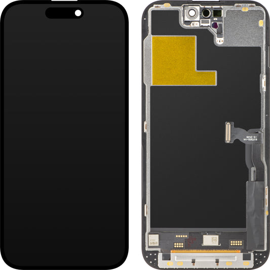 ZY Display touchscreen per Apple iPhone 14 Pro, con cornice, versione LCD mobile In-Cell IC, nero 