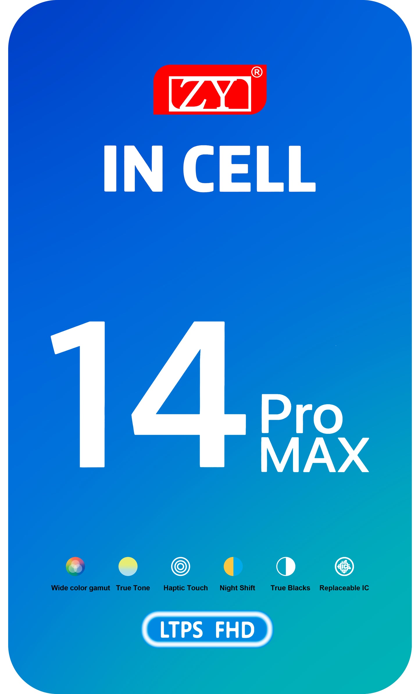 ZY Display touchscreen per Apple iPhone 14 Pro, con cornice, versione LCD mobile In-Cell IC, nero 