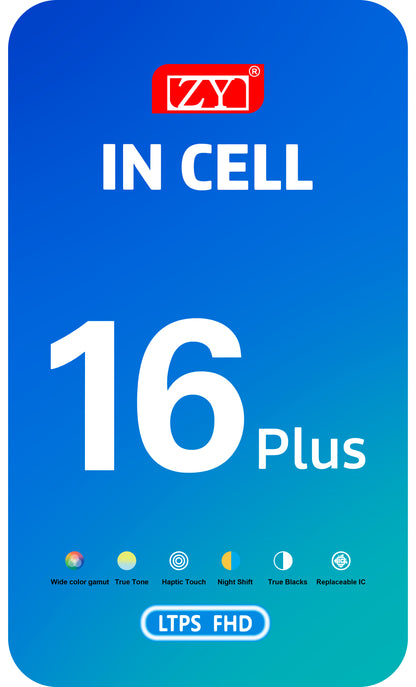 Display con Touchscreen ZY per Apple iPhone 16 Plus, con Cornice, Versione LCD In-Cell, Nero