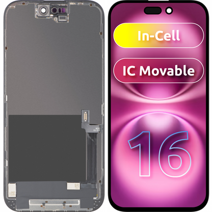 Display con Touchscreen ZY per Apple iPhone 16, con Cornice, Versione LCD In-Cell IC Movable, Nero