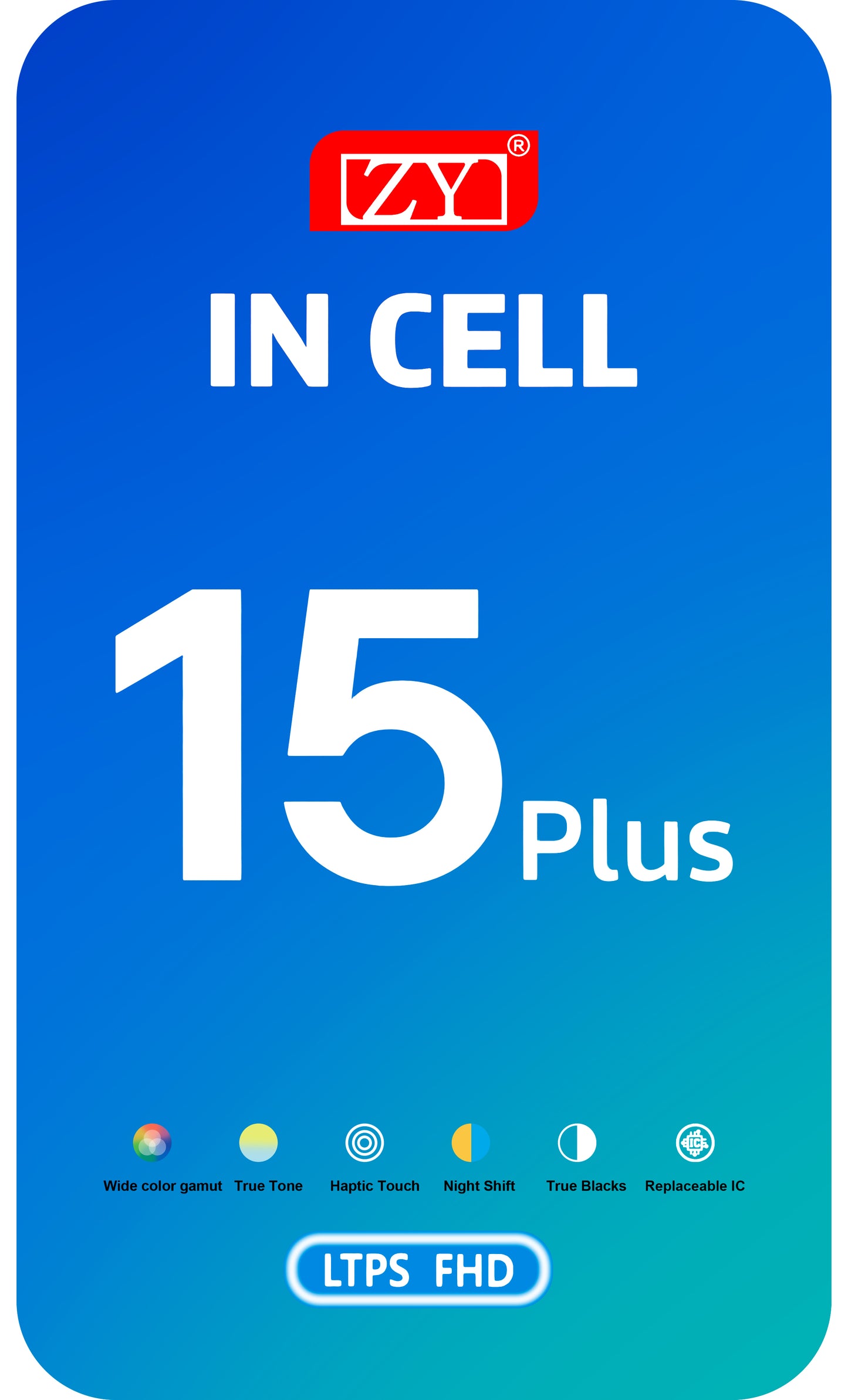 ZY Display touchscreen per Apple iPhone 15 Plus, con cornice, versione In-Cell LCD, nero 