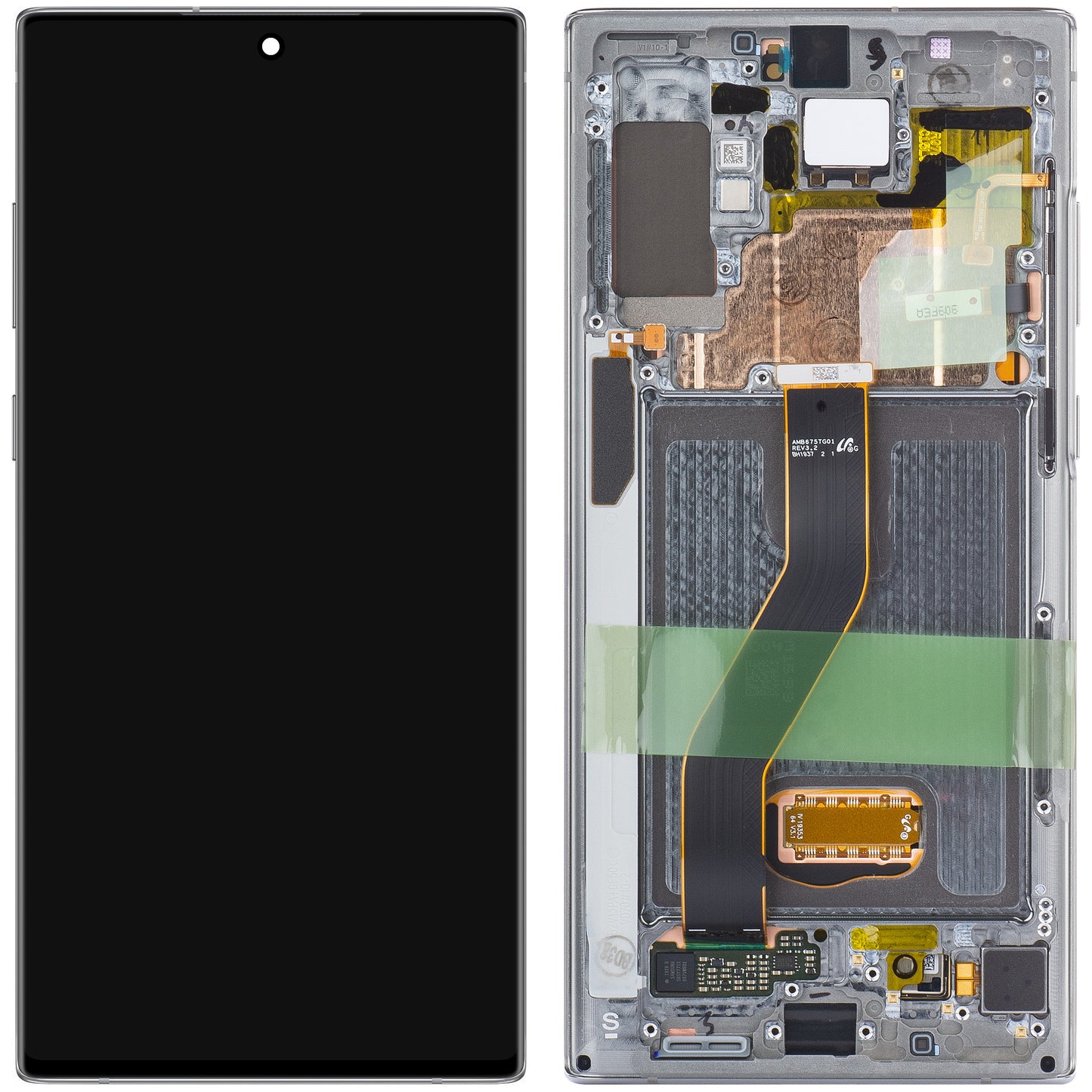 Display touchscreen Samsung Galaxy Note 10+ 5G N976 / Note 10+ N975, con cornice, argento, Service Pack GH82-20838C