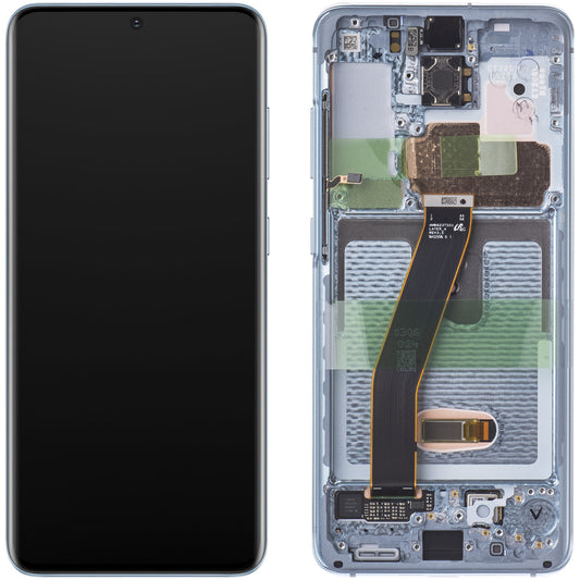Display con Touchscreen Samsung Galaxy S20 5G G981 / S20 G980, Con Cornice, Blu, Service Pack GH82-22131D