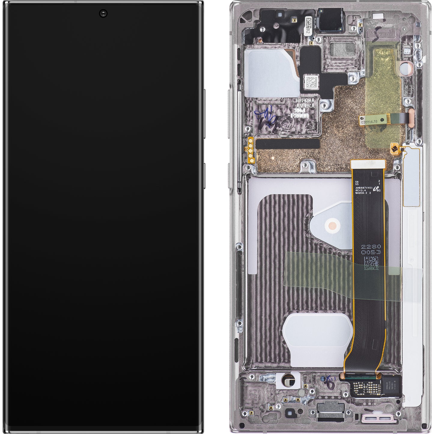 Display con Touchscreen Samsung Galaxy Note 20 Ultra 5G N986 / Note 20 Ultra N985, con Cornice, Bianco, Service Pack GH82-23596C