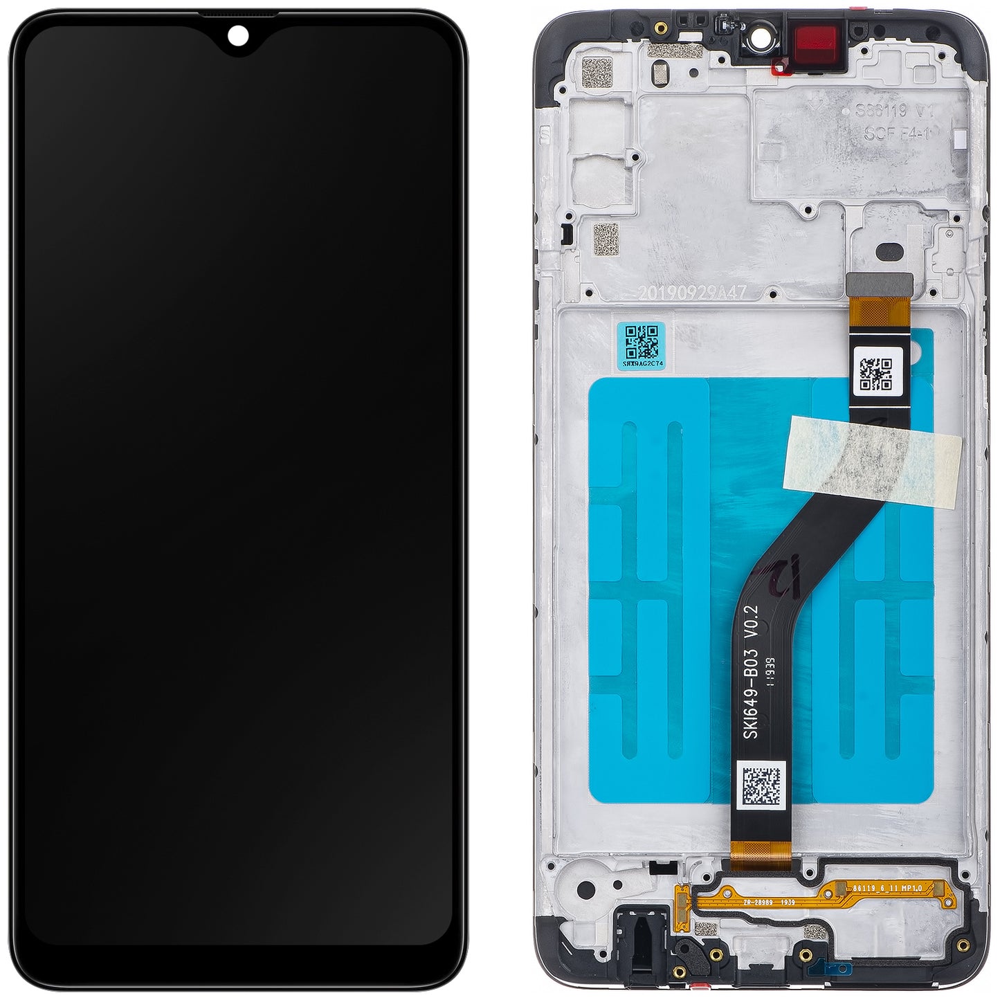 Display touchscreen Samsung Galaxy A20s A207, con cornice, nero, Service Pack GH81-17774A