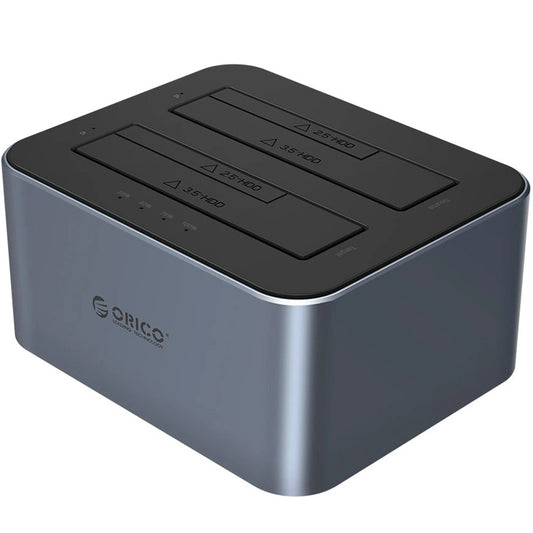 Docking Station Orico 6626C3-C-V1 2-Drive per HDD / SSD SATA 2.5 pollici / 3.5 pollici, Grigio