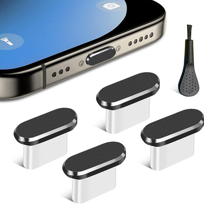 Tappo Antipolvere Porta Telefono Techsuit AD1, USB-C, Set 4 pezzi, Nero