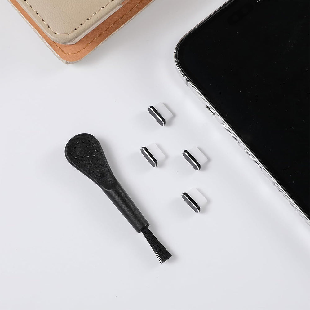 Tappo Antipolvere Porta Telefono Techsuit AD1, USB-C, Set 4 pezzi, Nero