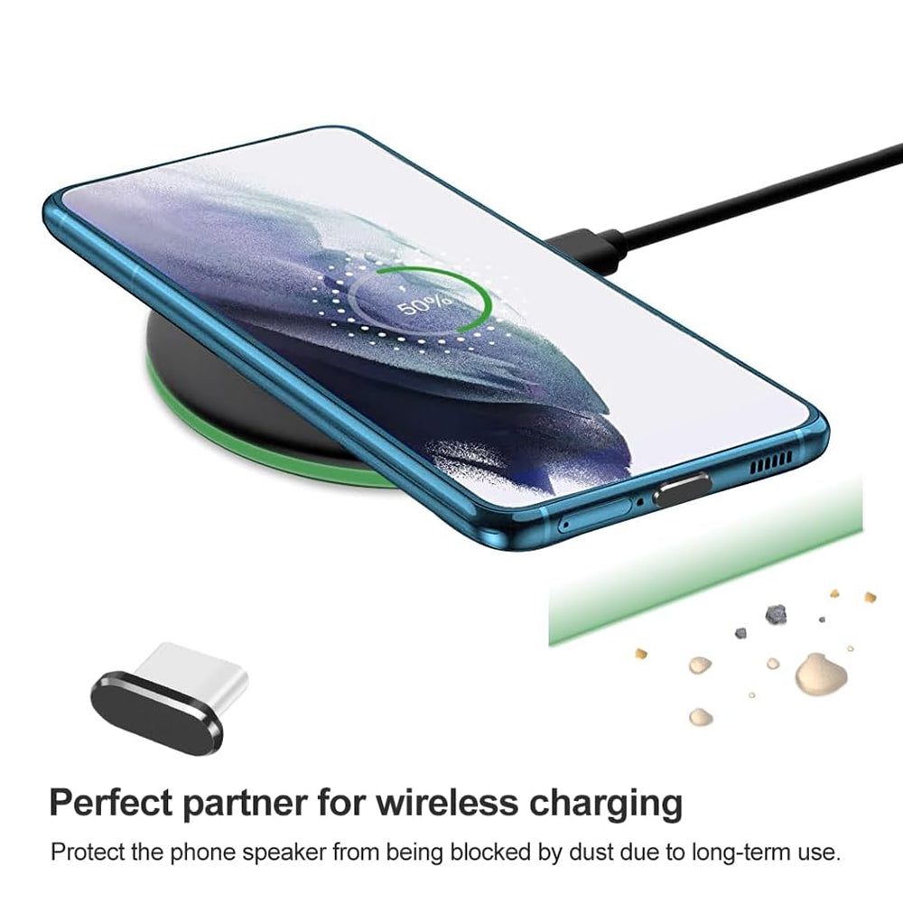 Tappo Antipolvere Porta Telefono Techsuit AD1, USB-C, Set 4 pezzi, Nero