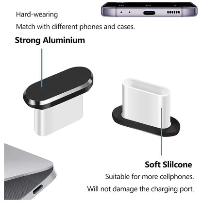 Tappo Antipolvere Porta Telefono Techsuit AD1, USB-C, Set 4 pezzi, Nero