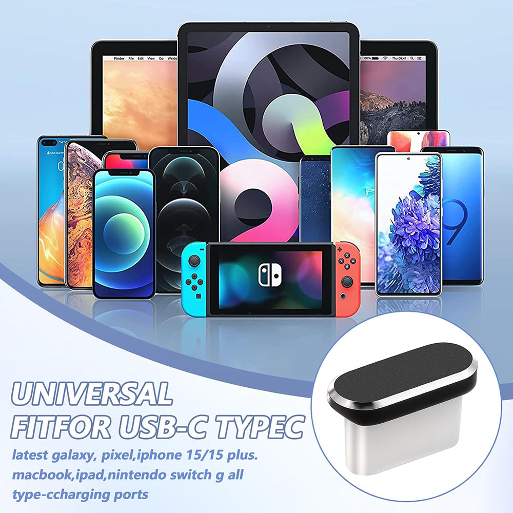 Tappo Antipolvere Porta Telefono Techsuit AD1, USB-C, Set 4 pezzi, Nero