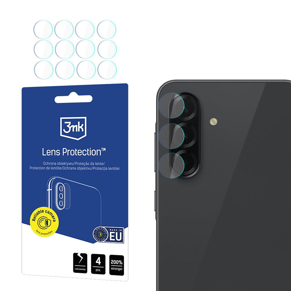 Pellicola protettiva per fotocamera posteriore 3MK Protection per Samsung Galaxy A57 5G / A37 5G, vetro temperato, set da 4 pezzi, trasparente