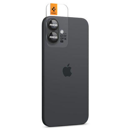 Spigen EZ FIT Pellicola protettiva per fotocamera posteriore per Apple iPhone 16 Plus / 16, protezione del vetro, set di 2 pezzi, nero AGL07921 AGL07921