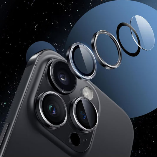 Tech-Protect CamRing Fit+ Rear Camera Protection Film for Apple iPhone 17, Tempered Glass, Black