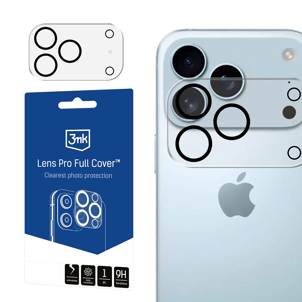 Pellicola Protettiva Posteriore 3MK Pro Full Cover per Apple iPhone 17 Pro Max, Vetro Temperato, Nero