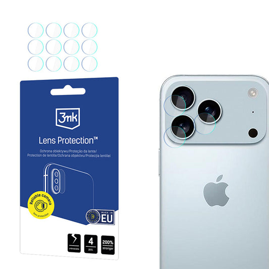 Pellicola protettiva per Fotocamera Posteriore 3MK Protection per Apple iPhone 17 Pro Max, Vetro Temperato, Set 4 pezzi, Trasparente