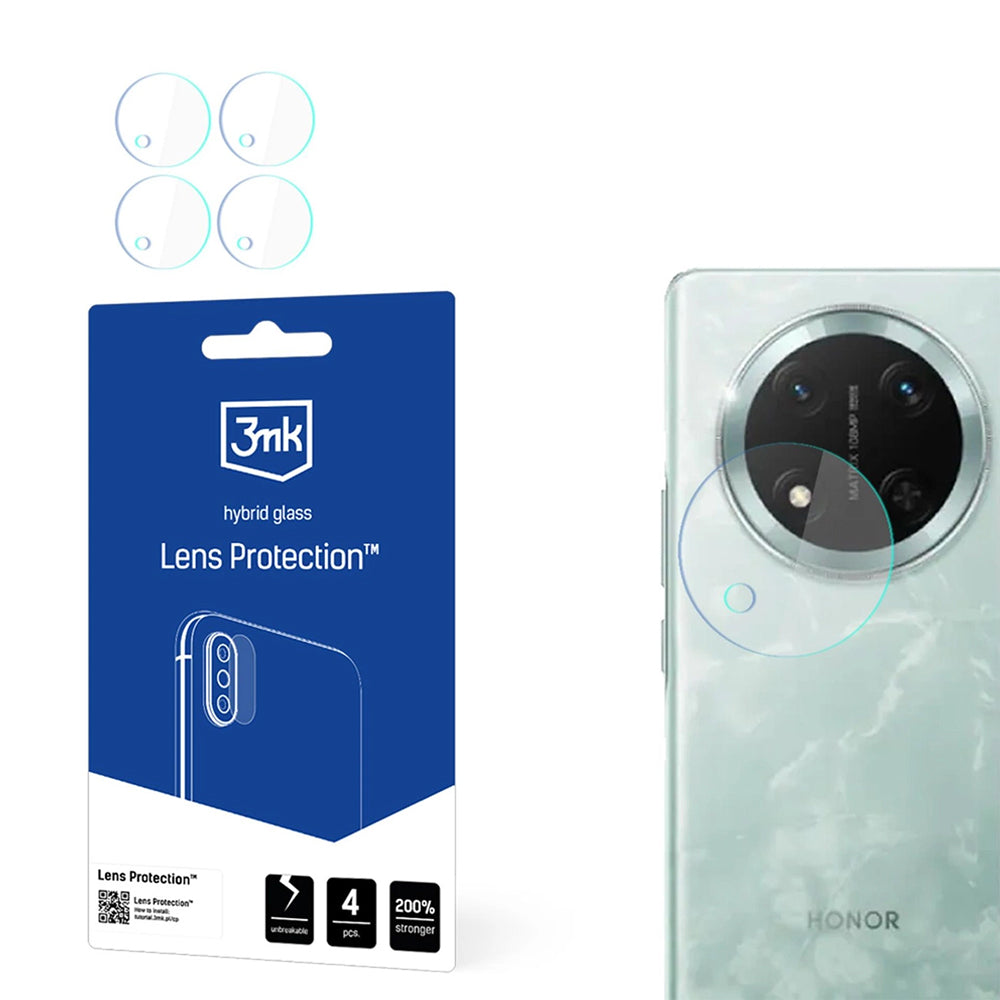 Pellicola protettiva per fotocamera posteriore 3MK Protection per Honor Magic7 Lite, vetro flessibile, set da 4 pezzi, trasparente