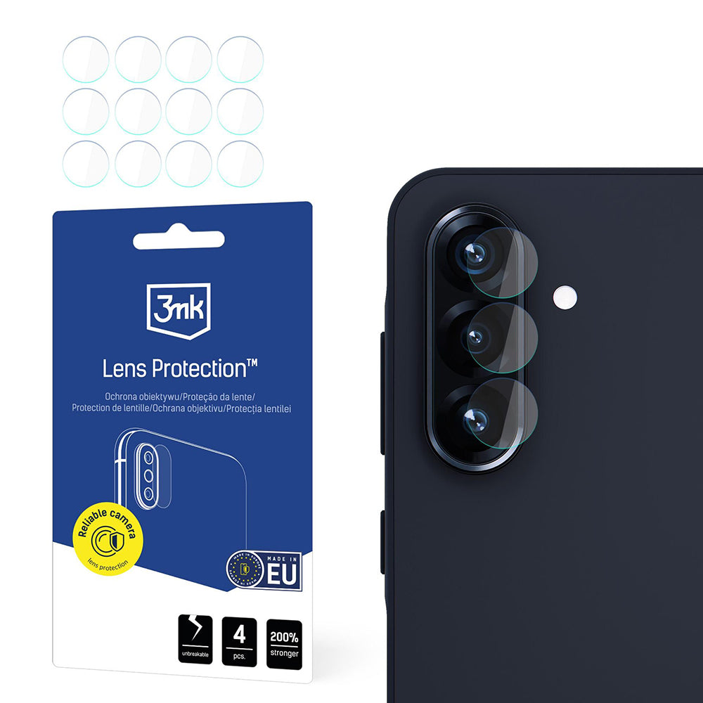Pellicola protettiva per fotocamera posteriore 3MK Protection per Samsung Galaxy A26 A266, Vetro Flessibile, Set da 4 pezzi, Trasparente