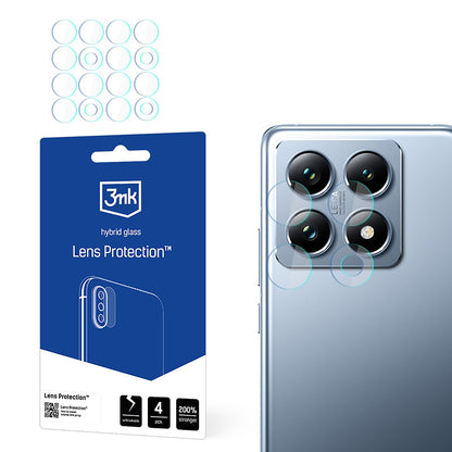 Pellicola protettiva per fotocamera posteriore 3MK Protection per Xiaomi 14T Pro / 14T, Vetro Flessibile, Set da 4 pezzi, Trasparente