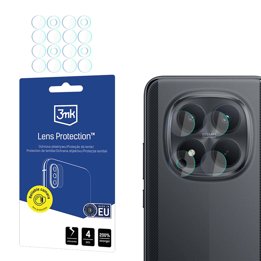 Pellicola protettiva per fotocamera posteriore 3MK Protection per Xiaomi Poco M8 Pro, vetro temperato, set da 4 pezzi, trasparente