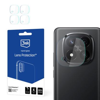 Pellicola protettiva per fotocamera posteriore 3MK Protection per Xiaomi Redmi Note 14 Pro+ 5G, Vetro Flessibile, Set da 4 pezzi, Trasparente