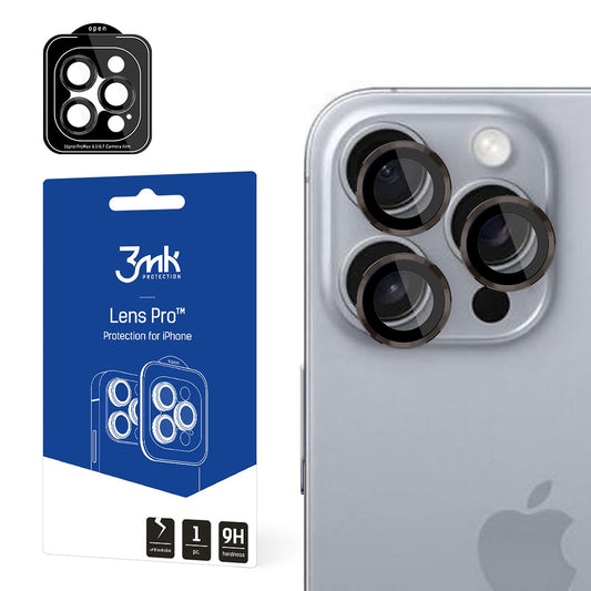 Pellicola protettiva per fotocamera posteriore 3MK Protection Pro per Apple iPhone 16 Pro Max / 16 Pro, Vetro temperato, Grigio