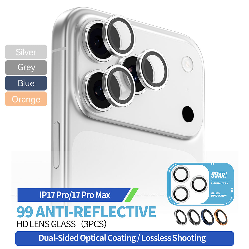 Pellicola protettiva Blueo 99 Anti-Riflettente HD per Camera Posteriore per Apple iPhone 17 Pro Max / 17 Pro, Vetro Temperato, Argento