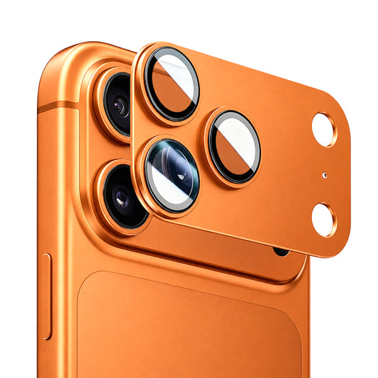Pellicola protettiva per fotocamera posteriore Blueo Integrated Metal per Apple iPhone 17 Pro Max, vetro temperato, arancione