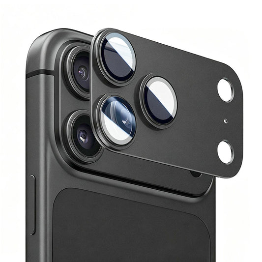 Pellicola protettiva per fotocamera posteriore Blueo Integrated Metal per Apple iPhone 18 Pro, vetro temperato, nera