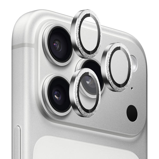 Pellicola protettiva per fotocamera posteriore Blueo Metal Frame Glitter per Apple iPhone 18 Pro / 18 Pro Max, vetro temperato, argento