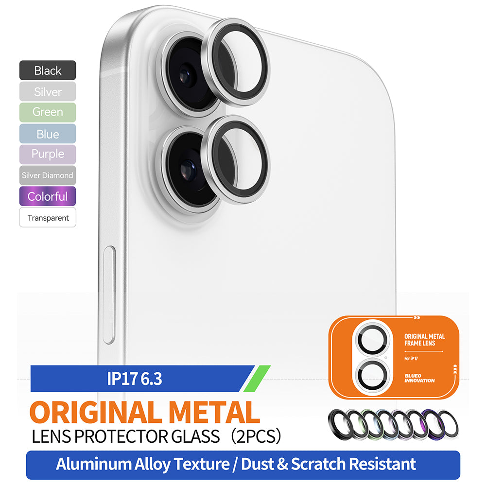 Pellicola Protettiva Posteriore Blueo Metal Frame per Apple iPhone 17, Vetro Temperato, Multicolore