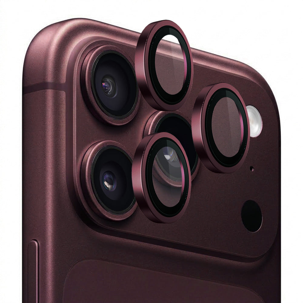 Pellicola protettiva per fotocamera posteriore Blueo Metal Frame per Apple iPhone 18 Pro / 18 Pro Max, vetro temperato, bordeaux