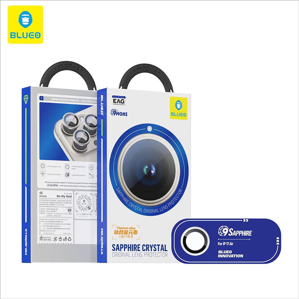 Pellicola Protettiva Posteriore Blueo Sapphire Crystal per Apple iPhone 17 Air, Vetro Temperato, Blu