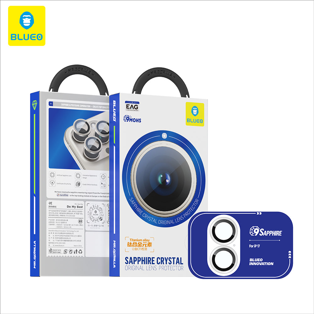Pellicola Protettiva Posteriore Blueo Sapphire Crystal per Apple iPhone 17, Vetro Temperato, Blu