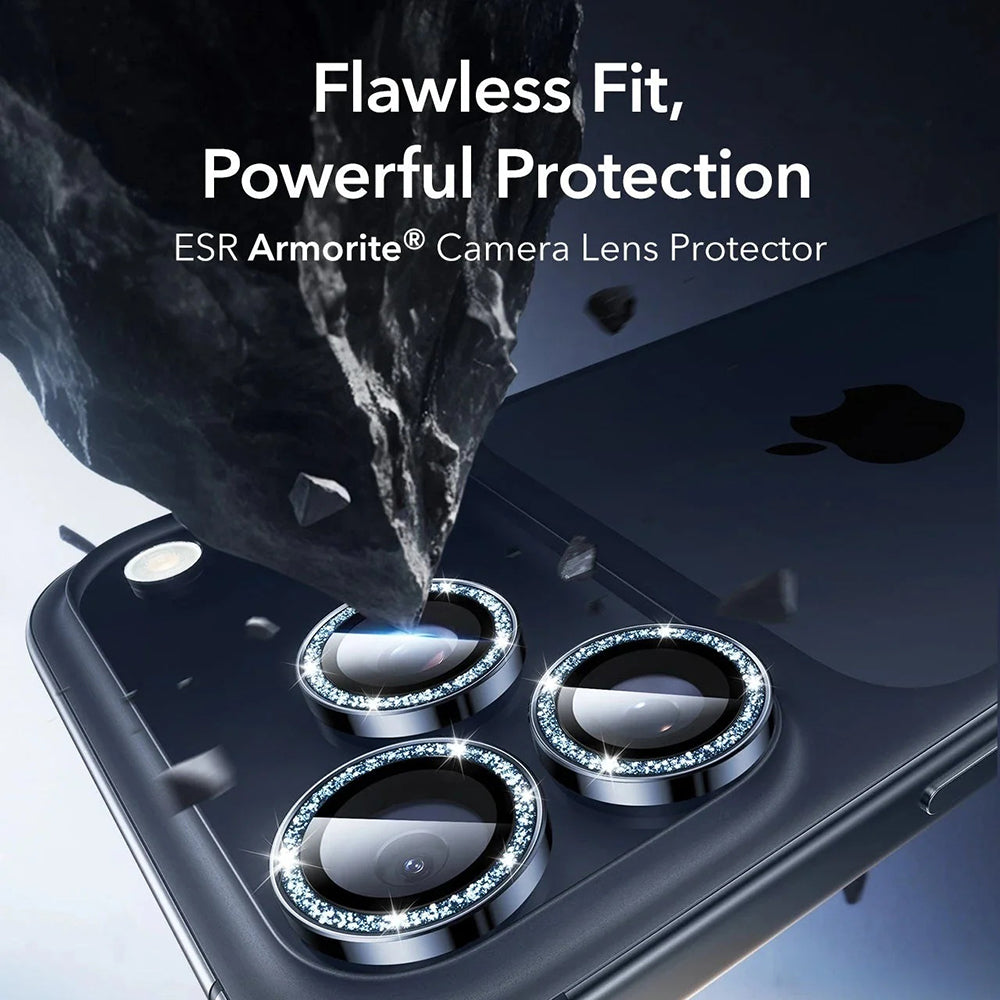 Pellicola Protettiva Posteriore ESR Glitter Diamond Armorite per Apple iPhone 17 Pro Max / 17 Pro, Vetro Temperato, Full Glue, Blu