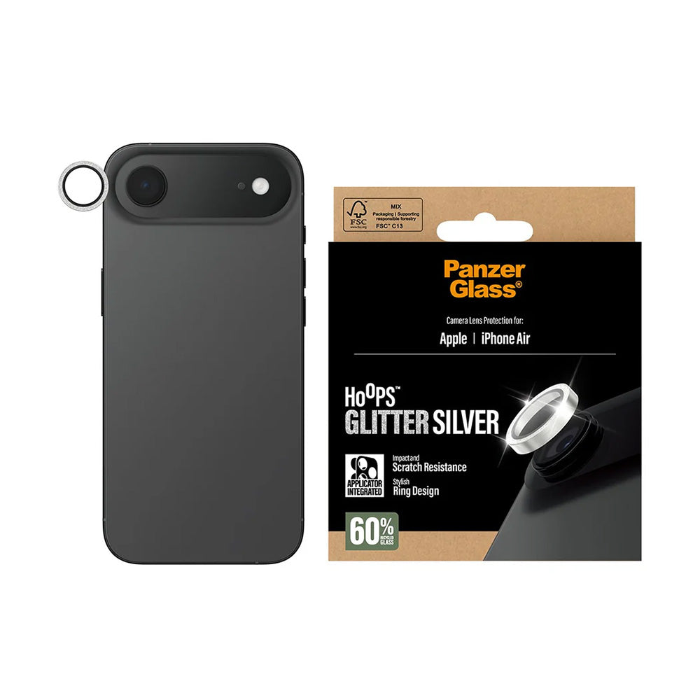 Pellicola Protettiva Posteriore PanzerGlass Hoops Glitter per Apple iPhone 17 Air, Vetro Temperato, Argento