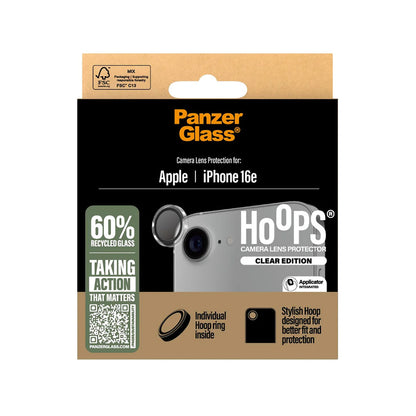Pellicola protettiva per Fotocamera Posteriore PanzerGlass Hoops per Apple iPhone 16e, Vetro Temperato, Trasparente