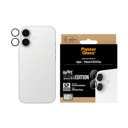 Pellicola protettiva per Fotocamera Posteriore PanzerGlass Hoops per Apple iPhone 17 / 16 Plus / 16, Vetro Temperato, Trasparente