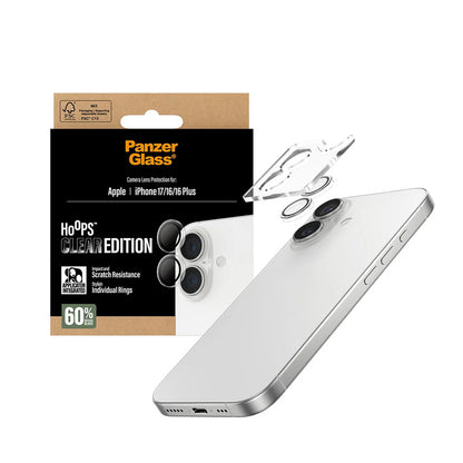 Pellicola protettiva per Fotocamera Posteriore PanzerGlass Hoops per Apple iPhone 17 / 16 Plus / 16, Vetro Temperato, Trasparente
