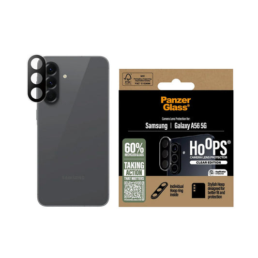 Pellicola Protettiva Posteriore PanzerGlass Hoops per Samsung Galaxy A56 A566, Vetro Temperato, Trasparente