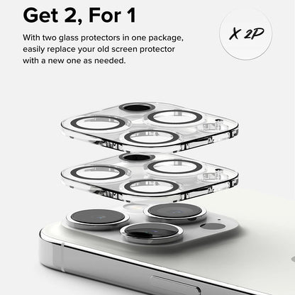 Pellicola Protettiva Posteriore Ringke per Apple iPhone 15 Pro Max, Vetro Temperato, Set 2 pezzi, Trasparente
