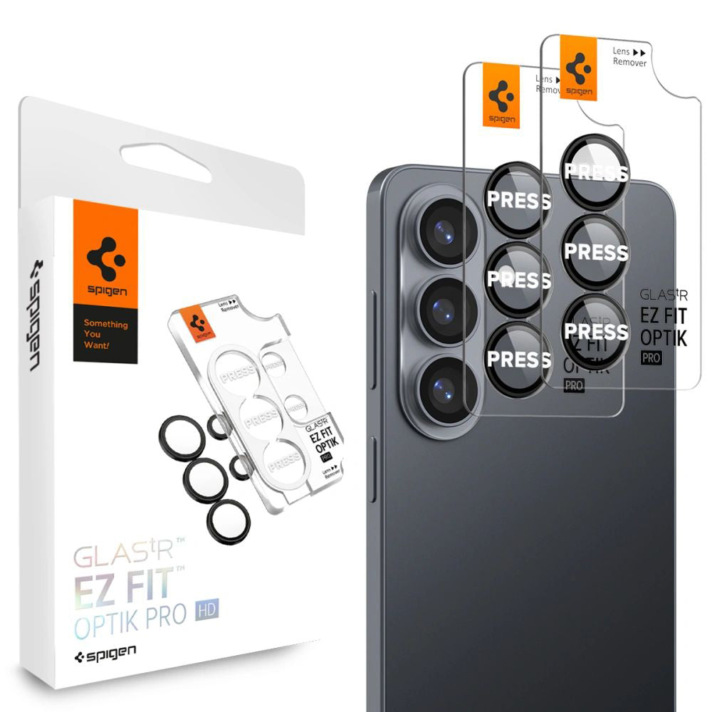 Pellicola Protettiva Posteriore Spigen GlastR EZ FIT Optik Pro HD per Samsung Galaxy S26 S942, Vetro Temperato, Set 2 pezzi, Nero AGL11099