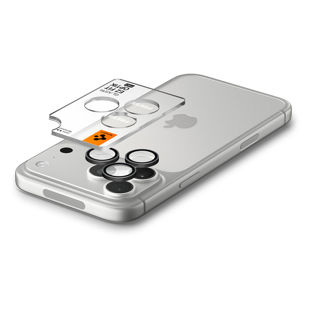 Pellicola protettiva per fotocamera posteriore Spigen GlastR EZ FIT Optik Pro per Apple iPhone 18 Pro / 18 Pro Max, vetro temperato, set da 2 pezzi, grigio scuro AGL12043