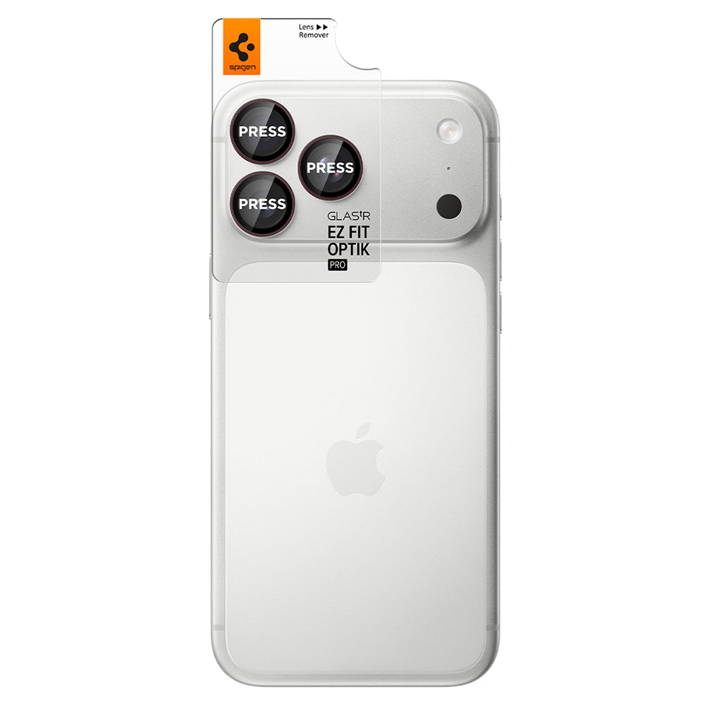 Pellicola protettiva per fotocamera posteriore Spigen GlastR EZ FIT Optik Pro per Apple iPhone 18 Pro / 18 Pro Max, vetro temperato, set da 2 pezzi, bordeaux AGL12044