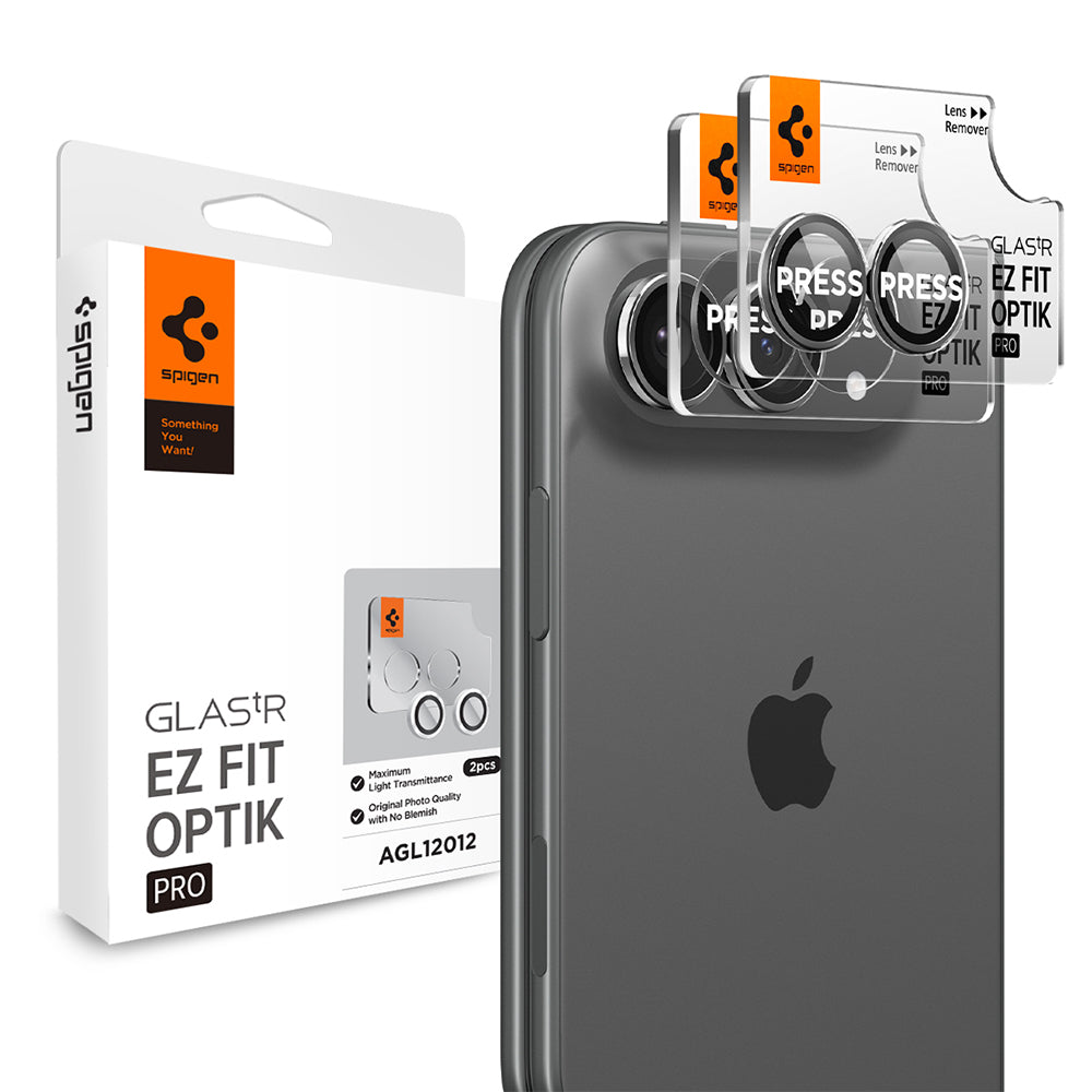 Pellicola protettiva per fotocamera posteriore Spigen GlastR EZ FIT Optik Pro per Apple iPhone Duo, vetro temperato, set da 2 pezzi, grigio AGL12012