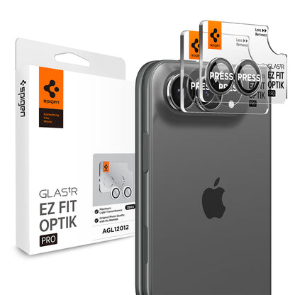 Pellicola protettiva per fotocamera posteriore Spigen GlastR EZ FIT Optik Pro per Apple iPhone Duo, vetro temperato, set da 2 pezzi, grigio AGL12012