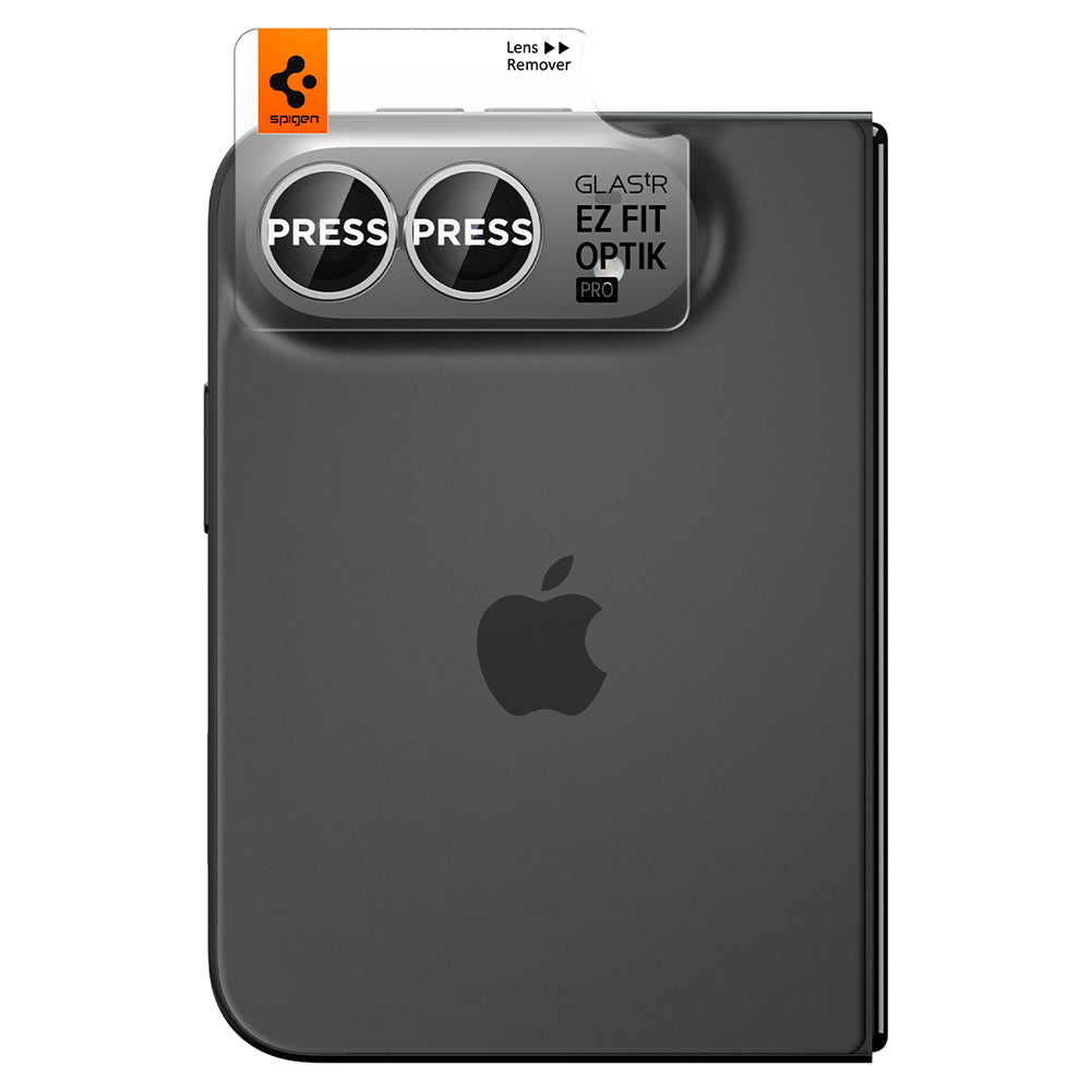 Pellicola protettiva per fotocamera posteriore Spigen GlastR EZ FIT Optik Pro per Apple iPhone Duo, vetro temperato, set da 2 pezzi, grigio AGL12012