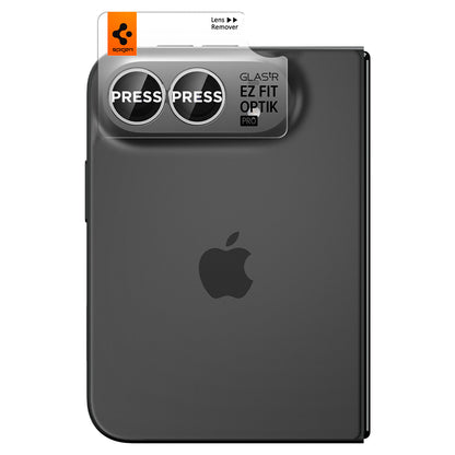 Pellicola protettiva per fotocamera posteriore Spigen GlastR EZ FIT Optik Pro per Apple iPhone Duo, vetro temperato, set da 2 pezzi, grigio AGL12012