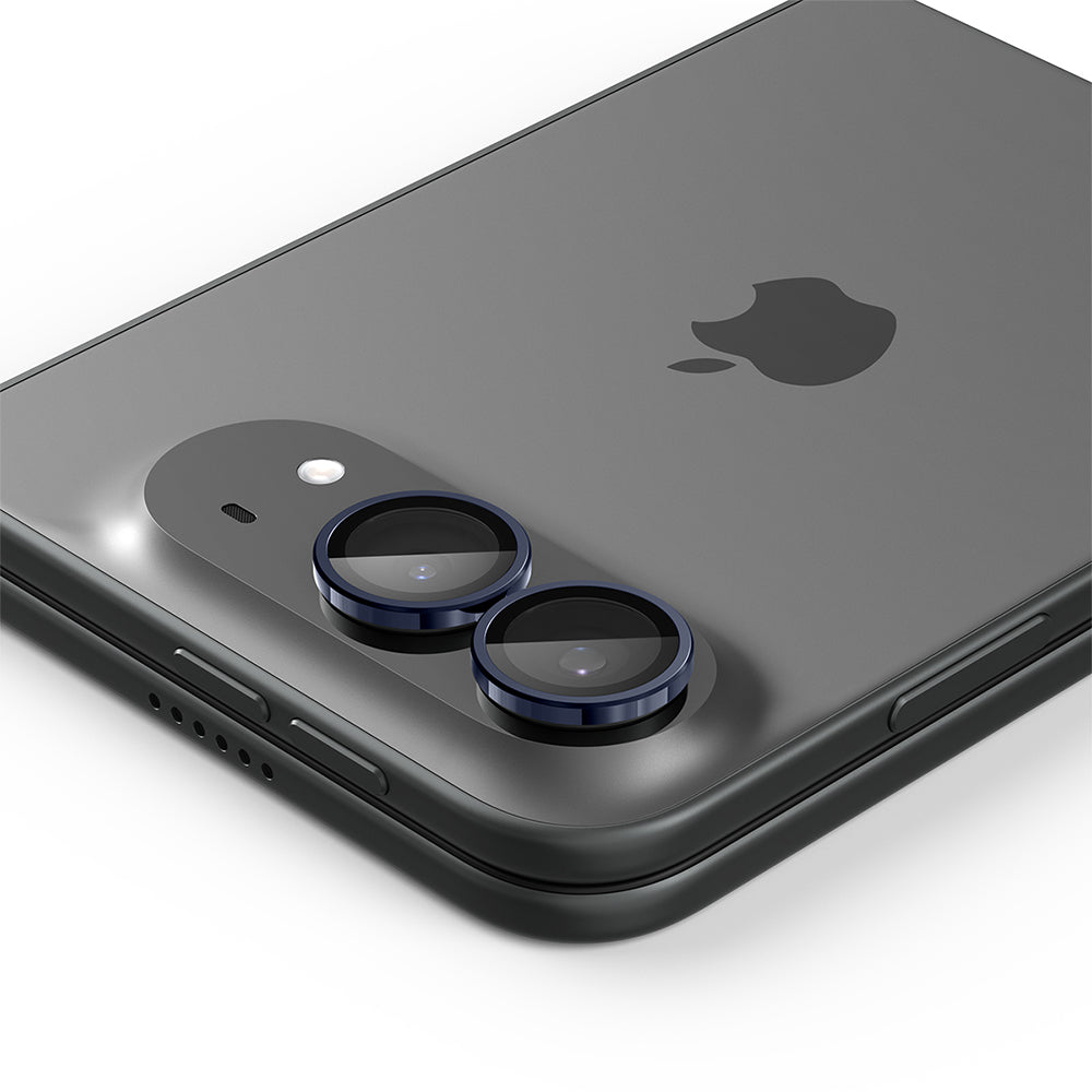 Pellicola protettiva per fotocamera posteriore Spigen GlastR EZ FIT Optik Pro per Apple iPhone Duo, vetro temperato, set da 2 pezzi, blu navy AGL12011