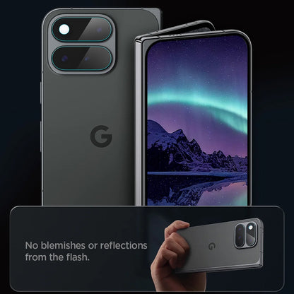 Pellicola protettiva per fotocamera posteriore Spigen GlastR EZ FIT Optik Pro per Google Pixel 11 Pro Fold, vetro temperato, set da 2 pezzi, trasparente AGL11491